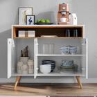 Aparador Buffet Retrô 3 Portas Jade Prime - Branco com Freijó