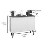 Aparador Buffet Retrô 3 Portas Luxo - Off White / Freijó - Ej