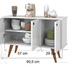Aparador Buffet Retrô 3 Portas Pes Palito Branco P/ Cantinho