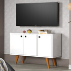 Aparador Buffet Retrô 3 Portas Pes Palito Branco P/ Cantinho