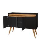 Aparador Buffet Retrô 3 Portas Preto Mel Gold Primus