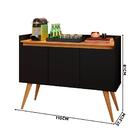 Aparador Buffet Retrô 3 Portas Preto Mel Gold Primus