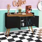 Aparador Buffet Retrô 3 Portas Preto Mel Gold Primus