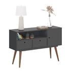 Aparador Buffet Retrô 3 Portas Zara Preto