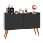 Aparador Buffet Retrô 4 Portas Dallas - Preto - RPM Móveis