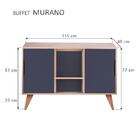 Aparador Buffet Retrô Com 2 Portas Murano Carvalho E Azul Mar