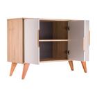 Aparador Buffet Retrô Com 3 Portas Murano Carvalho E Branco