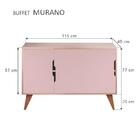 Aparador Buffet Retrô Com 3 Portas Murano Carvalho E Rosa Cla