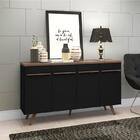 Aparador Buffet Retrô Multifuncional 4 Portas Preto