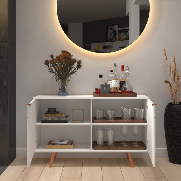 Aparador Buffet Retrô Pes Palito Branco P/ Lavanderia Gourmet