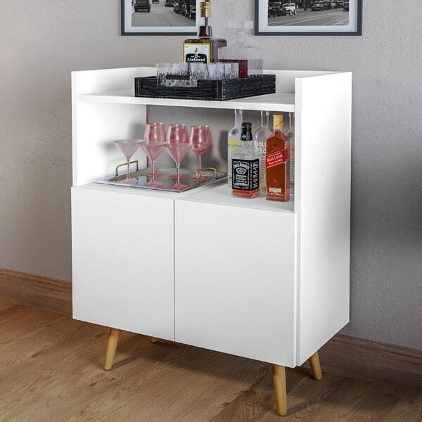 Aparador Buffet Retrô Sala Suiça 2 Portas Pes Palito