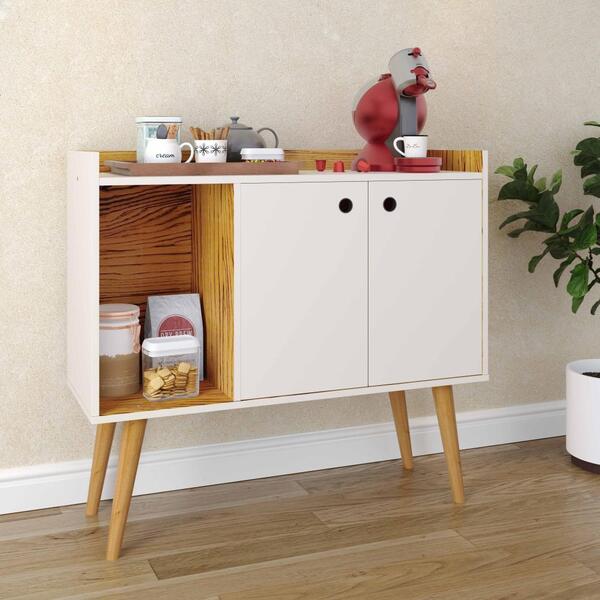 Aparador Buffet Retrô Suiça 2 Portas Com Prateleira - Off Whi