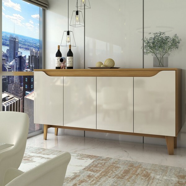 Aparador Buffet Royal 4 Portas Nature/off White - Panorama Mó