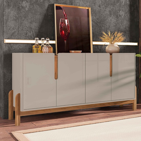 Aparador Buffet Sala 170cm Liz 4 Portas Com Adega Com Pés De