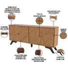 Aparador Buffet Sala De Estar Mosaico 04 Portas Messina 180cm