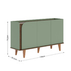 Aparador Buffet Sala De Jantar 3 Portas Ewa 136cm Verde Pista