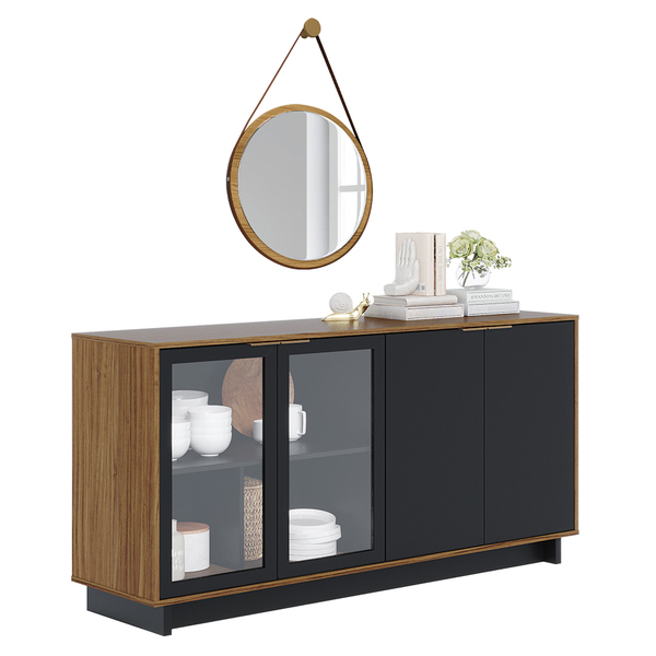 Aparador Buffet Sala De Jantar Áustria C04 Preto Noce Milano