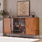 Aparador Buffet Sala Esmeralda 160cm Com Portas De Vidro Frei