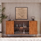 Aparador Buffet Sala Esmeralda 160cm Com Portas De Vidro Frei