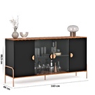 Aparador Buffet Sala Esmeralda 160cm Com Portas De Vidro Pret