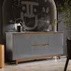 Aparador Buffet Sala Flow 2 Portas 2 Gavetas Com Pés De Madei