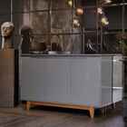 Aparador Buffet Sala Flow 3 Portas Com Pés De Madeira Cinza -