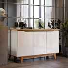 Aparador Buffet Sala Flow 3 Portas Com Pés De Madeira Offwhit