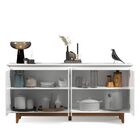 Aparador Buffet Sala Flow 4 Portas Com Pés De Madeira Branco