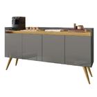 Aparador Buffet Sala Gold 4 Portas Com Pés De Madeira Maciça