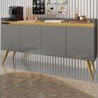 Aparador Buffet Sala Gold 4 Portas Com Pés De Madeira Maciça