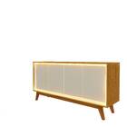 Aparador Buffet Sala Requinte 4 Portas Com Led Com Pés De Mad