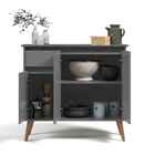 Aparador Buffet Sala Veneza 3 Portas 1 Gaveta Cinza - Rede Mó