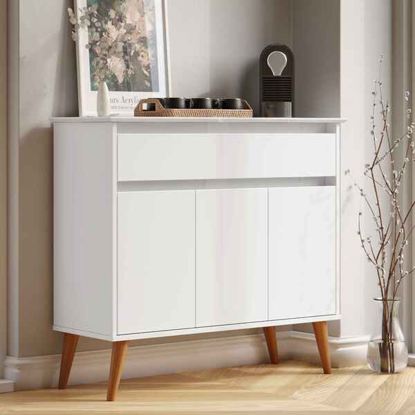 Aparador Buffet Sala Zeus 3 Portas 1 Gaveta Branco - Rede Móv