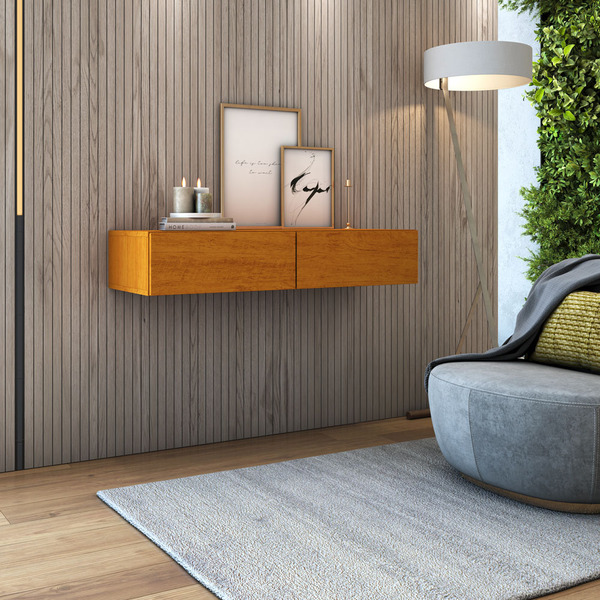 Aparador Buffet Suspenso Para Sala De Estar Eros 90 Com 2 Gav