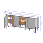 Aparador Buffet Tambau Sala 4 Portas Pés Em Aço Led Interno