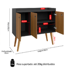 Aparador Buffet Wood 3 Portas Cantinho Café Prateleira Organi