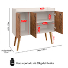 Aparador Buffet Wood Prime 3 Portas Cantinho Café Prateleira