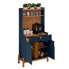 Aparador Café 2 Portas E 2 Gavetas Durbin Azul Cobalto Cedro