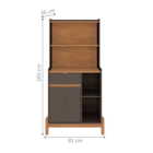 Aparador Café  1 Porta E 1 Gaveta Kyoto Cinza Pérola Cedro