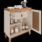 Aparador Café Quartzo C/ Porta E Gaveteiro Off White/noce