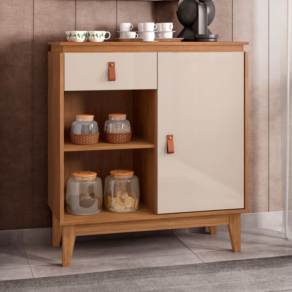 Aparador Café Rubi Plus 1 Porta 1 Gaveta Cedro/off White - Ca