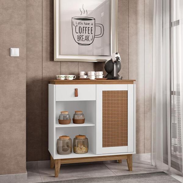 Aparador Café Sala Rubi 1 Porta 1 Gaveta Com Pés De Madeira