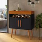 Aparador Café Shot Com Portas Pés Em Madeira Pinus Preto/cara