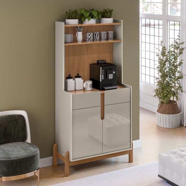 Aparador Cantinho Café Lizz Off White/cedro - Casa D Móveis