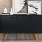 Aparador Cantinho Do Café 03 Portas Preto Para Escritorio