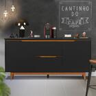 Aparador Cantinho Do Café 2 Portas 2 Gavetas Preto Freijó Fle