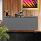 Aparador Cantinho Do Café 4 Portas Cinza Freijó Flex Figueira