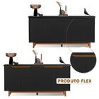 Aparador Cantinho Do Café 4 Portas Preto Freijó Flex Fresno S