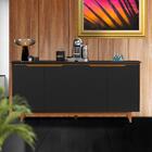 Aparador Cantinho Do Café 4 Portas Preto Freijó Flex Fresno S