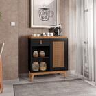 Aparador Cantinho Do Café Célia Efeito Palha Preto Noce